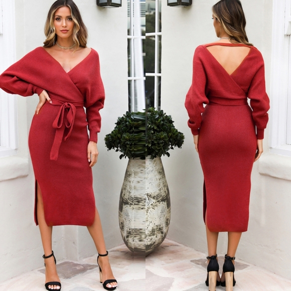 Harmony In Nature Dresses & Skirts - Grace Sweater Dress - Red